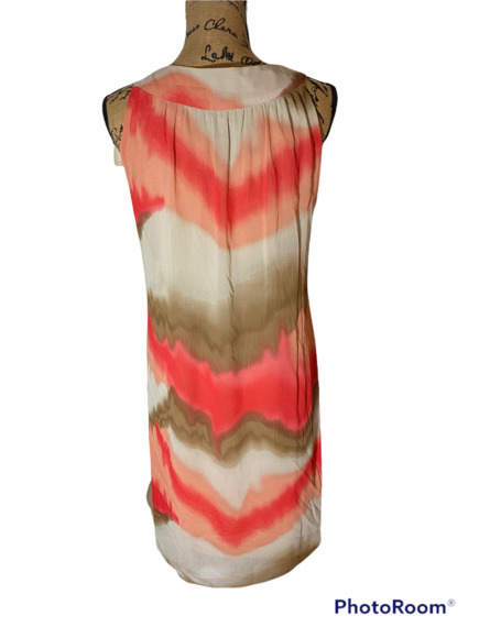 Dana Kay Dress A-line Sleeveless Casual Size 10 Orange Multi Color Spring Summer - Picture 2 of 5